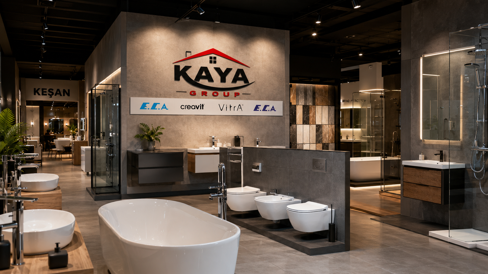 Keşan banyo malzemeleri Kaya Group showroom E.C.A. Creavit ve VitrA ürünleri