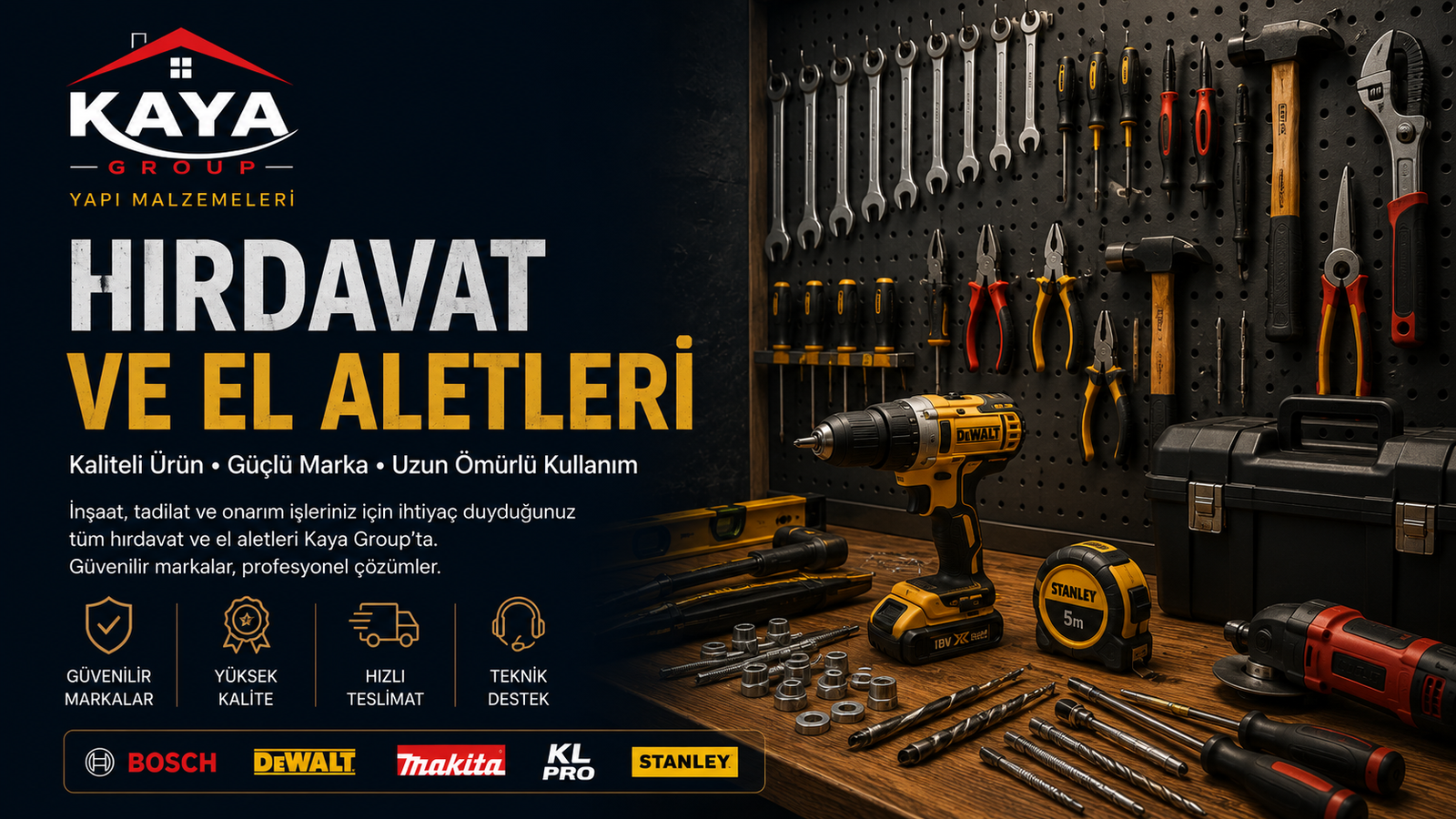 Keşan hırdavat ve el aletleri Kaya Group matkap pense anahtar tornavida ve profesyonel takım çeşitleri