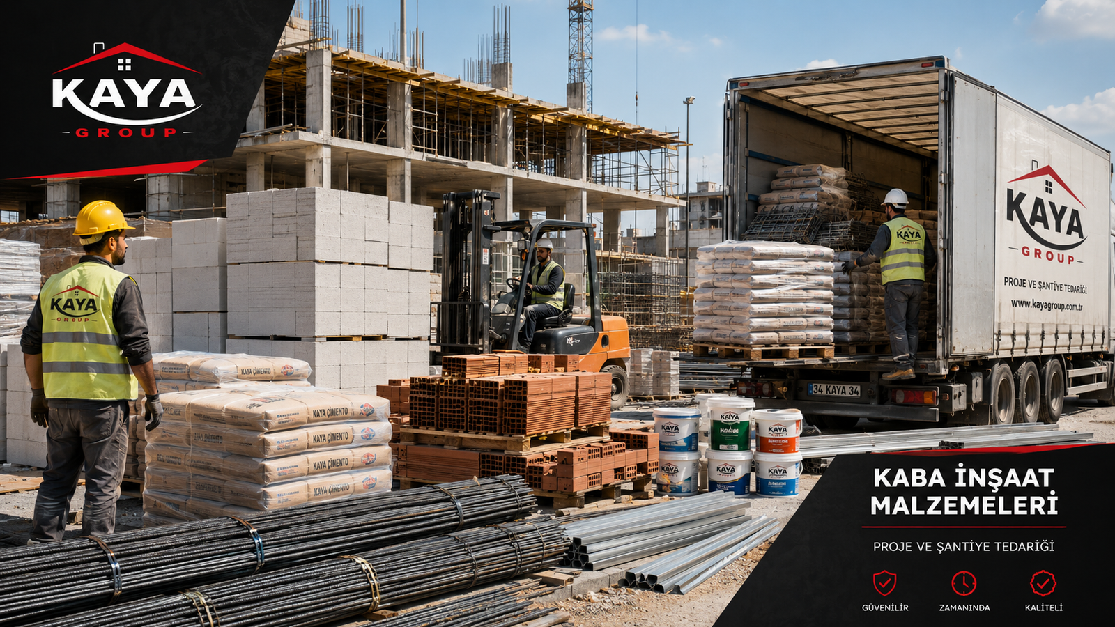 Kaya Group şantiyeye kaba inşaat malzemesi teslimatı