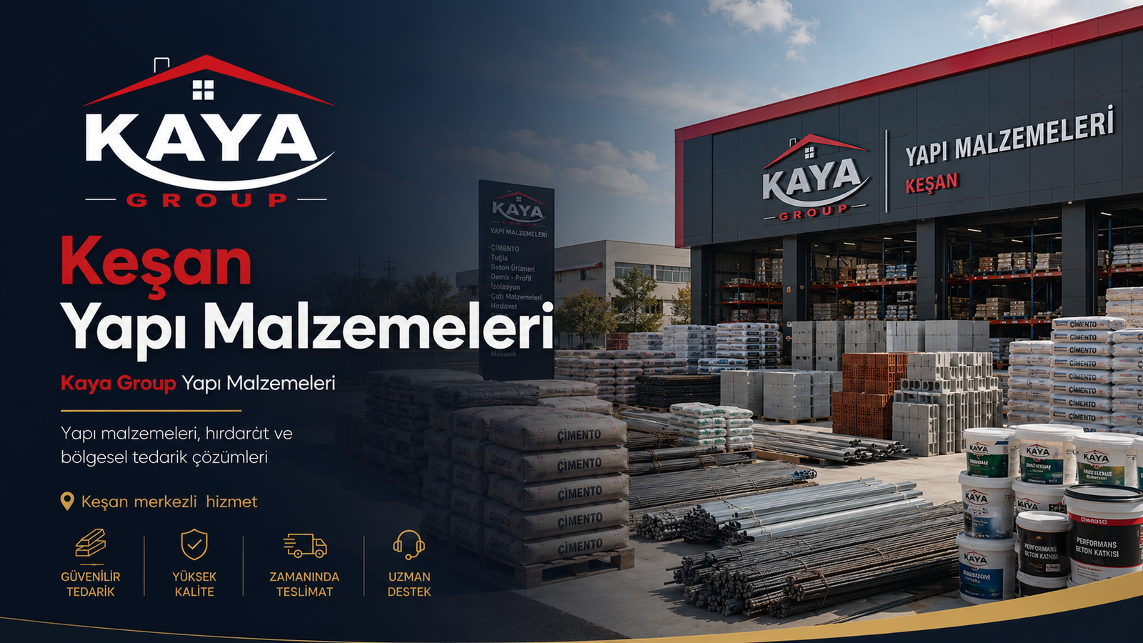 Keşan yapı malzemeleri mağazası Kaya Group çimento demir tuğla boya ve hırdavat ürünleri